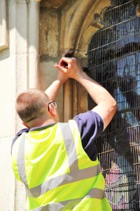 Aiano always uses non-ferrous stainless steel nails that will not damage precious stonework Aiano engineer, Adrian, removes one of old window guards